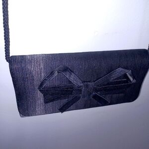 Black Clutch/CrossBody Purse w Bow on Front -Charming Charlie